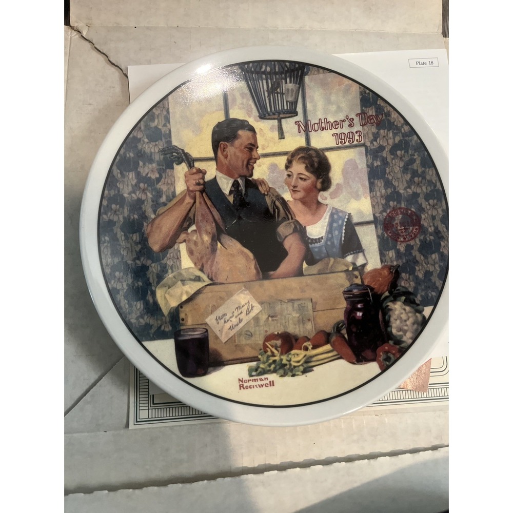 1993 knowles Norman Rockwell MOTHER's DAY 1993 "A special Delivery" W/COA NIB